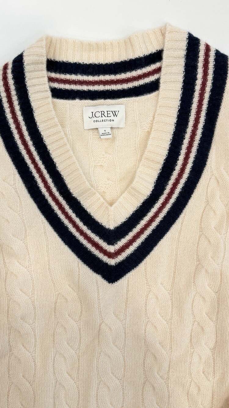 J.Crew Collection Cashmere cable-knit cricket sweater Size S NWOT
